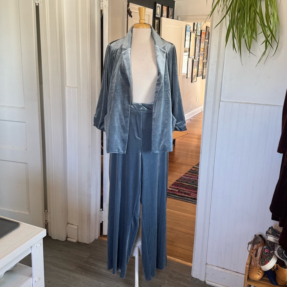 NWOT Skies Are Blue Velvet Pantsuit in Slate
